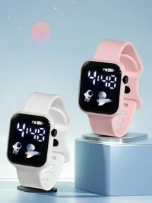 2 Stücke/1 Stück neue LED Digital Astronaut Flugzeug Uhr, minimalistisch und mehrfarbig, geeignet als Halloween, Weihnachts-, Geburtstagsggeschenk, Partneruhr