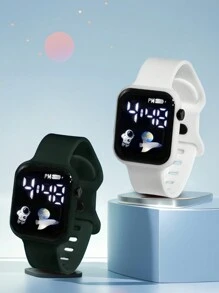 2 Stücke/1 Stück neue LED Digital Astronaut Flugzeug Uhr, minimalistisch und mehrfarbig, geeignet als Halloween, Weihnachts-, Geburtstagsggeschenk, Partneruhr