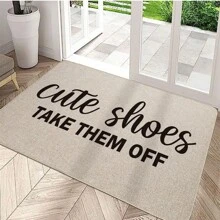 1pc Cute Shoes Letter Pattern Doormat, Modern Simple Style Jute Carpet, Anti-Slip Rubber Backing, Water-Absorbing, Durable Indoor Entrance Mat For Living Room, Bedroom, Bathroom, Kitchen, Suitable For All Seasons, Machine Washable, Multiple Styles Available
