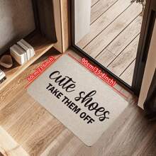 1pc Cute Shoes Letter Pattern Doormat, Modern Simple Style Jute Carpet, Anti-Slip Rubber Backing, Water-Absorbing, Durable Indoor Entrance Mat For Living Room, Bedroom, Bathroom, Kitchen, Suitable For All Seasons, Machine Washable, Multiple Styles Available