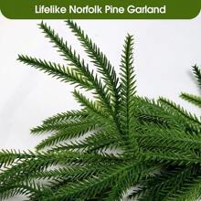 Bengala de pinho Norfolk de 190 cm, guirlanda de pinho de inverno com toque real, bengala artificial verde para mesa de jantar, capa, parede, decoração de Natal interna e externa