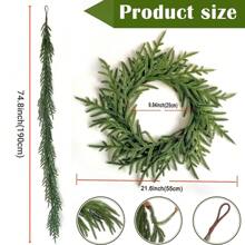 Bengala de pinho Norfolk de 190 cm, guirlanda de pinho de inverno com toque real, bengala artificial verde para mesa de jantar, capa, parede, decoração de Natal interna e externa