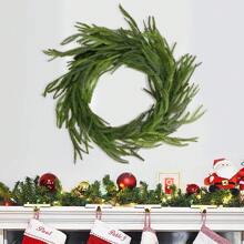 Bengala de pinho Norfolk de 190 cm, guirlanda de pinho de inverno com toque real, bengala artificial verde para mesa de jantar, capa, parede, decoração de Natal interna e externa