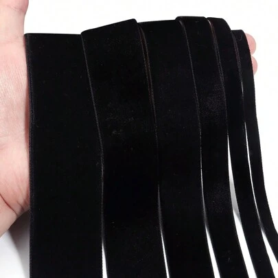 6-38mm Black Color Single Sided Velvet Ribbon Christmas Ribbon Jewelry Display Packaging Flower Gift Packaging Bow DIY Party Decoration Valentines