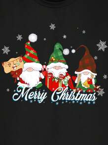 Fashionable Casual Christmas Snowman Graphic Print Crew Neck T-Shirt For Men - màu đen - Xem 2