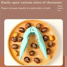 3Pcs Set Chestnut Opener, Stainless Steel Nail Guard, Serrated Edge Walnut Clip, Easy Peeling Cross-Cut Chestnut Shell Removal Tool, Nut Crusher - Multicolor - View 9