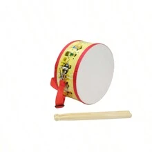 儿童鼓 6/8 英寸木制鼓套装，配有可调节背带、2 个鼓槌和音乐感官体验 - 完美的礼物、幼儿乐器、音乐鼓、儿童吉他 - 彩色 - 查看 10
