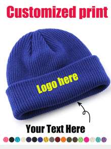 Cappello senza visiera in maglia monocromatico (unisex), cappello lavorato a maglia per la protezione delle orecchie, personalizzabile con logo, adatto per l'autunno e l'inverno
