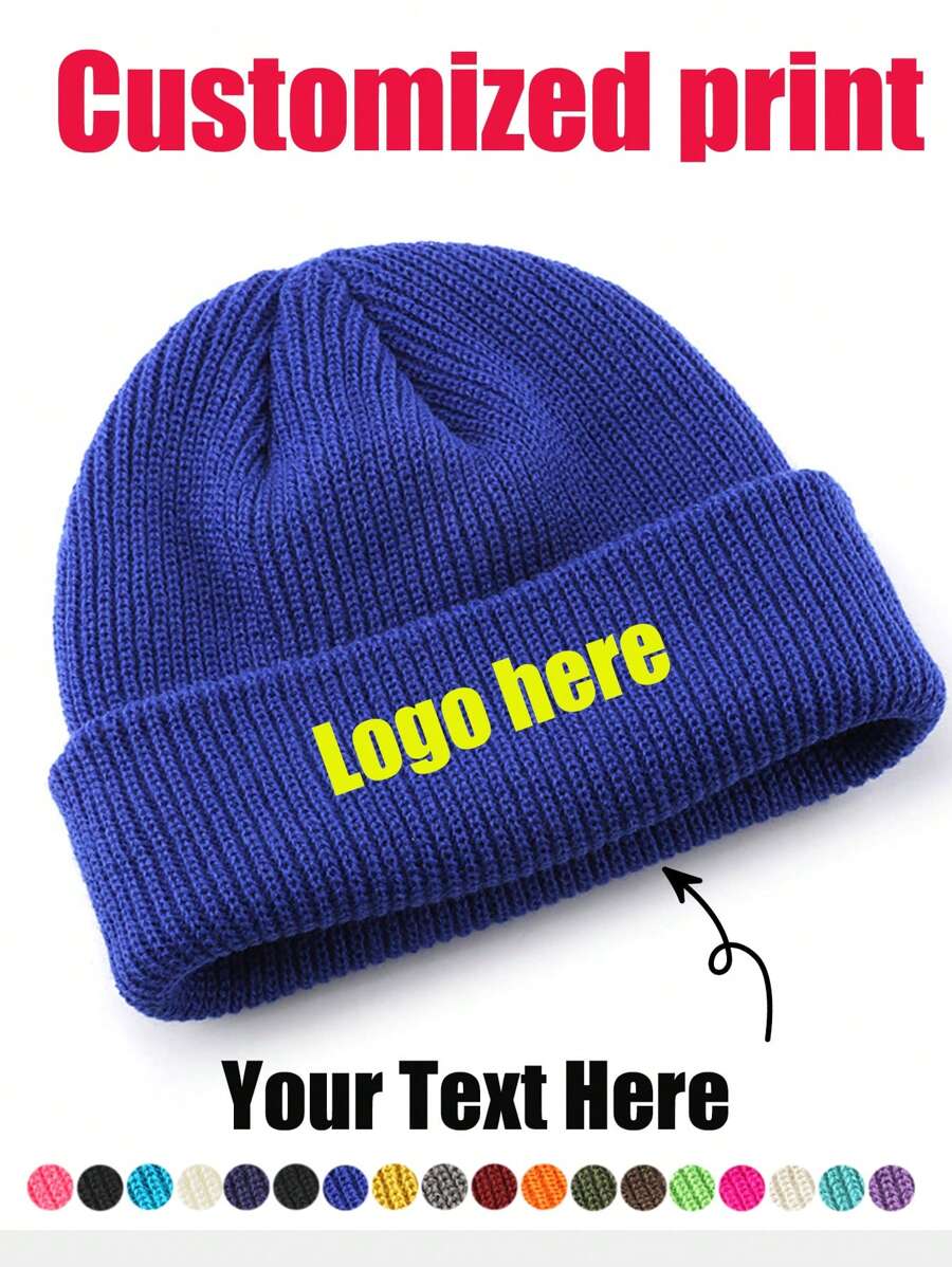 Cappello senza visiera in maglia monocromatico (unisex), cappello lavorato a maglia per la protezione delle orecchie, personalizzabile con logo, adatto per l'autunno e l'inverno