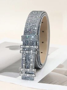 1 件女士时尚水钻闪亮腰带，休闲优雅街头时尚性感商务，适合休闲穿着、节日、派对礼物夏季、学校秋季、秋季、万圣节 - 銀色 - 查看 13