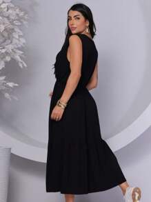 Women's Casual Fleece Dress, Fresh For This Summer - màu đen - Xem 2