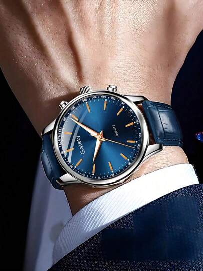 GAIETY 1pc Classic Roman Numeral Men Horloge Stylish Quartz Timepiece Durable PU Leather Elegante Com Tafel view 4