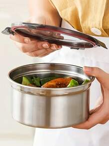 3PCS/1PC 不锈钢食品储存容器，防漏密封盖，适用于厨房不锈钢碗、饭盒，可放入冰箱和微波炉，可重复使用的沙拉和餐食容器 - 彩色 - 查看 5