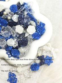 一袋70g哑光纯色星空花混合系列，蝴蝶结，仿珍珠DIY手链，手机壳，项链，珠宝，自制朋友礼物，穿孔多功能珠宝和装饰道具可用作框架装饰，以实惠的价格和高性价比打造名人卡道具，装饰和景观。所有款式均精心制作，包括仿珍珠，冰块和玫瑰，每个单独包装情人节