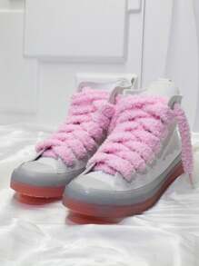 1 Pair Colorful 1.5cm Wide Fluffy Fluffy Shoelaces, Fashionable Casual Shoe Accessories - View 5