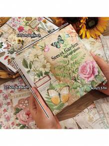 Vintage Botanical Scrapbooking Supplies Set, Aesthetic Floral Scrapbook Kit For Bullet Journaling, Planner DIY, 12pcs Papers And Washi Tapes, Stickers For Girls, Women, Crafting Gift Back To School,Back To School,School Supplies