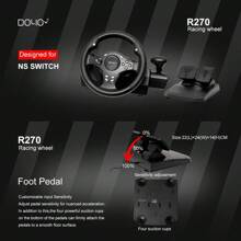 DOYO Gaming Racing Wheel, Steering Wheel For PC, 270 Degree Driving Force Sim Game Steering Wheel With Responsive Gear And Pedals Compatible With XBOX ONE/360/PC/PS3/PS4/Switch/Android - 黑色 - 查看 10
