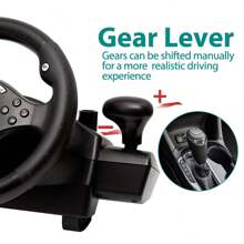 DOYO Gaming Racing Wheel, Steering Wheel For PC, 270 Degree Driving Force Sim Game Steering Wheel With Responsive Gear And Pedals Compatible With XBOX ONE/360/PC/PS3/PS4/Switch/Android - 黑色 - 查看 5