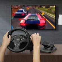 DOYO Gaming Racing Wheel, Steering Wheel For PC, 270 Degree Driving Force Sim Game Steering Wheel With Responsive Gear And Pedals Compatible With XBOX ONE/360/PC/PS3/PS4/Switch/Android - 黑色 - 查看 3