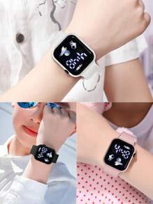 3 Stück/Pack Jugendlich & Studenten Cartoon Flugzeug Design Sport Lässig Elektronische Uhr, geeignet für den täglichen Gebrauch und verschiedene Kombinationen