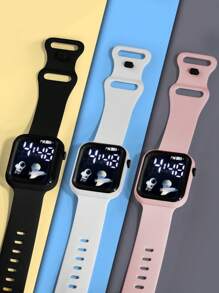 3 Stück/Pack Jugendlich & Studenten Cartoon Flugzeug Design Sport Lässig Elektronische Uhr, geeignet für den täglichen Gebrauch und verschiedene Kombinationen