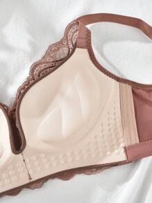 Metallic Decor Sexy Seamless Comfortable Bra, Lingerie - Coffee Brown - View 4