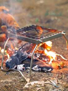 1 件迷你不锈钢炉架，可调节高度炉头支架，便携式户外露营烹饪烤架