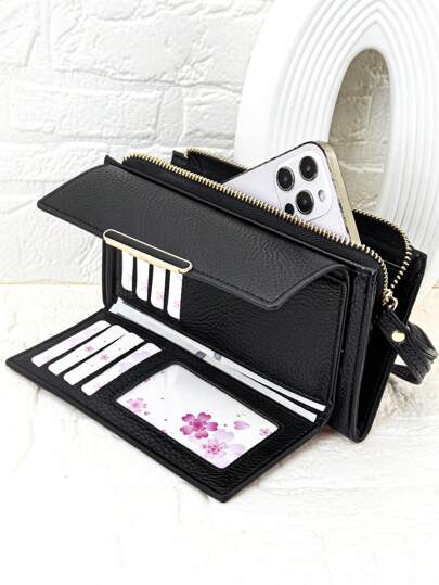 MINGYOU Nouveau portefeuille pliable pour femmes, en matériau PU doux, design à fermeture éclair, porte-cartes multifonction grande capacité, porte-monnaie, de haute qualité exquise, portefeuille mode décontracté, porte-clés, portefeuille femme, pochette, portefeuille long, portefeuille à poignet