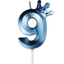 1 nến sinh nhật Blue Crown số 0-9, nến trang trí bánh sinh nhật Prince, nến sinh nhật số ngày lễ - vương miện số nến màu xanh - Xem 6
