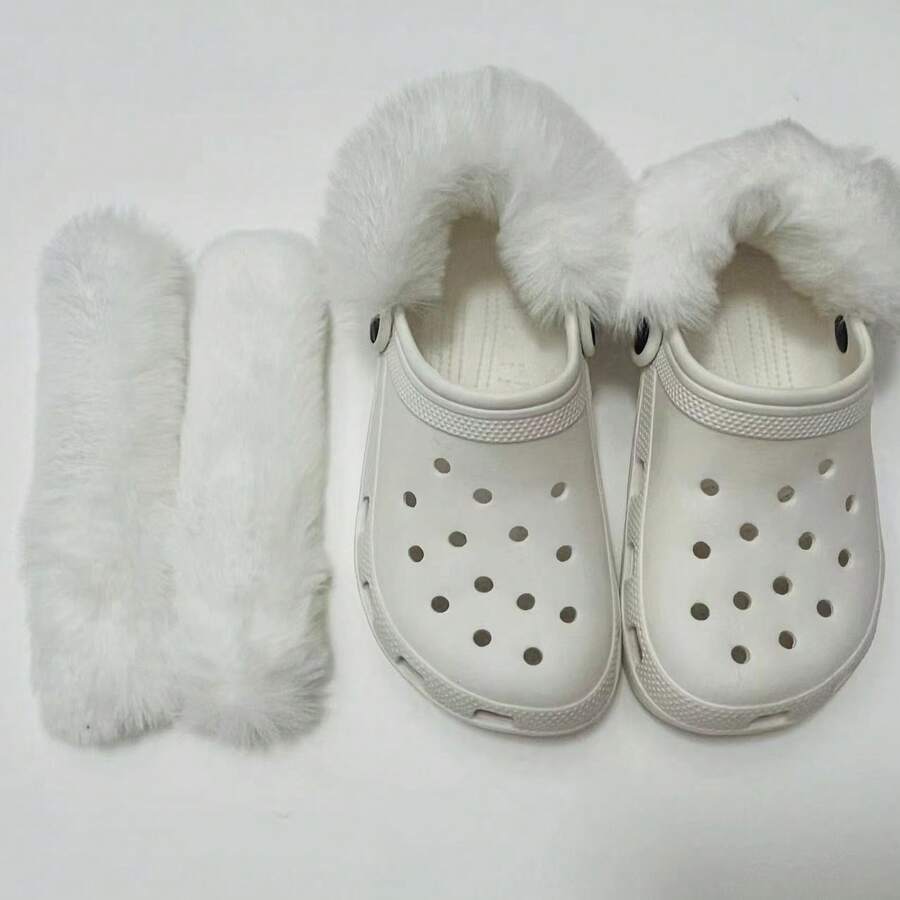 2pcs Warm Plush Detachable Shoes Strap Covers For Clogs, Winter & Autumn - Multicolor - View 1