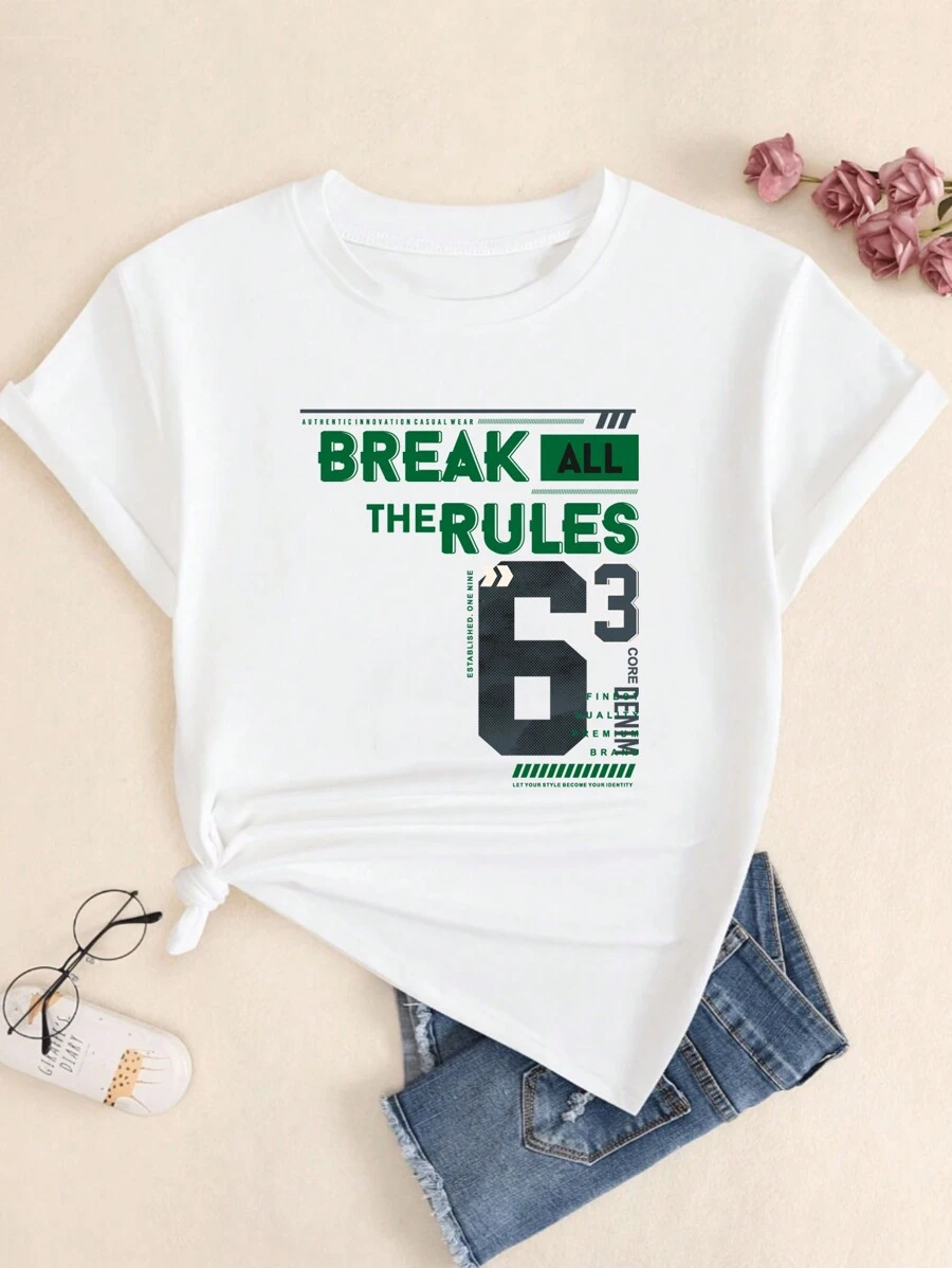 Cotton T-Shirt Retro Style Phrase Babylook Comfort Elegant Premium Breathable - Kem - Xem 1