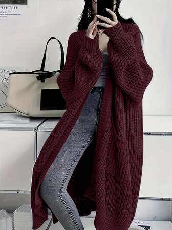 Plus Size Solid Color Cardigan, Casual And Fashionable For Everyday Wear