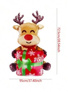 1pc 3D Gift Box Santa Claus Foil Balloons Gift Box Elk Balloon Christmas Balloons Christmas Decorations For Home Christmas 2025, Christmas - Multicolor - View 6