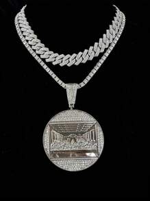 3PCS/Set Hip Hop Last Supper Pendant Big Jesus Iced Out Golden Charm Necklace Fashion For Men Gift For My Men Hip Hop Accessory