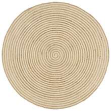Natural Spiral Pattern Rug White 90cm Handmade -Friendly Floor Decor - White - View 1