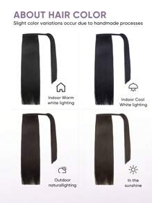 Extensiones de cabello con cola de caballo para clip, peluca de cola de caballo de cabello humano real, conveniente para uso diario, extensiones de cabello con cola de caballo larga y recta de color negro - S1 - Ver 6