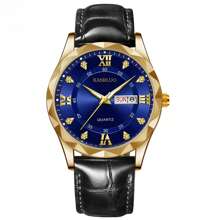 KASRLOU Fashionable Business Sports Waterproof Luminous Black Leather Belt Quartz Watch With Calendar For Men, High Quality Wrist Watch