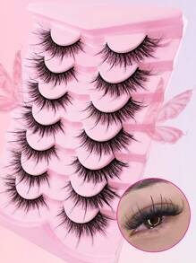 7 Pairs Fairy Strip Lashes Wispy Faux Mink Lashes Natural Look Eyelashes Volume Lash Extensions Fluffy False Eyelashes 18mm Long Strip Lashes Cat Eye Eyelashes Fairy Look Strip Lashes,Lashes,Eyelashes,Fake Lashes - Cat Eye Lashes - View 4