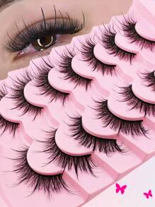 7 Pairs Fairy Strip Lashes Wispy Faux Mink Lashes Natural Look Eyelashes Volume Lash Extensions Fluffy False Eyelashes 18mm Long Strip Lashes Cat Eye Eyelashes Fairy Look Strip Lashes,Lashes,Eyelashes,Fake Lashes - Cat Eye Lashes - View 8