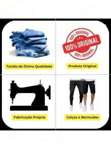 KIT 3 Men's Denim Shorts In Light Blue + Worn Blue + USED Blue For Adults With LYCRA Elastane - HIGH Elasticity And Comfort. - 彩色 - 查看 6