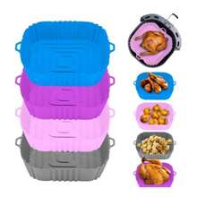 Kit 4 Large Square Silicone Molds Waterproof Arfryer Non-Stick Reusable Resistant - 彩色 - 查看 8