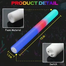 15/35/105 PCS LED Foam Glow Sticks Bulk Colorful Light Up Stick 3 Flashing Modes Perfect For Birthday Rave Party Wedding Christmas Concert - Multicolor - View 3