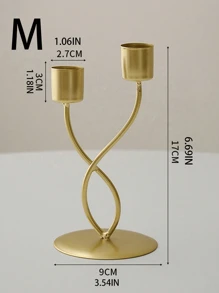 1pc Luxury Vintage Candlestick Decor, Simple Romantic Candlelight Dinner Tabletop Decoration Gifts Birthday Graduation - Gold - View 6