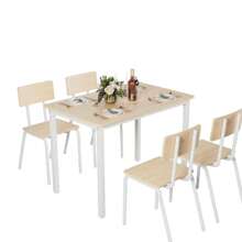 5-Piece Dining Table Set With 4 Chairs, 43" Kitchen Table & Chairs Set For 4, Dining Room Table With Metal Frame & MDF Board, Perfect For Small Space, Easy Clean