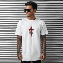 T-Shirt Catholic Shirt Printed Prayer Creed Back - 白色 - 查看 2