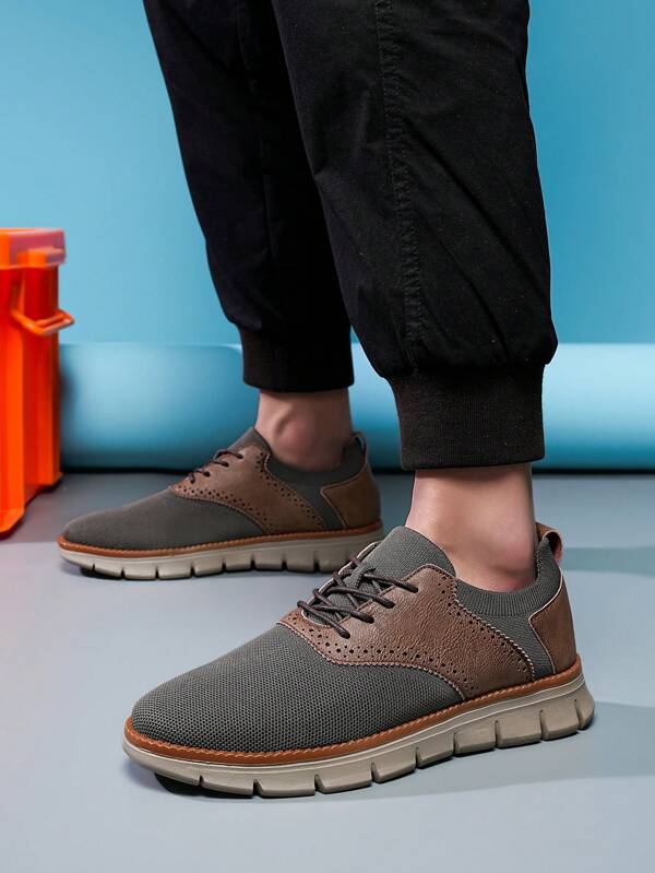 Chaussures de soirée pour hommes, chaussures décontractées de style britannique, chaussures d'été respirantes en maille, chaussures légères pour hommes, chaussures de costume à lacets avec surface