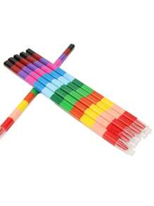 Stackable Crayons, Colored Pencils, Party Favors, DIY Crayons, Suitable For School, Office, Birthday Party - Multicolor - View 6