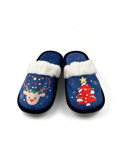 Winter indoor Kerstman bedrukte antislip katoenen pantoffels