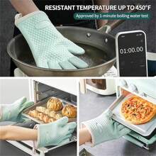 1 par de guantes de horno de silicona premium - doble capa, agarre antideslizante, bucle colgante, guantes aislados para microondas, cocina, hornear, parrilla y talla grande - suministros y accesorios esenciales de cocina - Multicolor - Ver 5