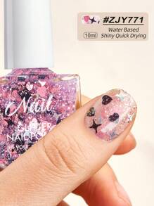 1 件 10ml 全息闪光指甲油，快干闪亮反光闪光指甲油，高覆盖彩色迪斯科美甲，耐用，低过敏，高光泽闪光，适合 DIY 家庭或沙龙使用，送给她的礼物